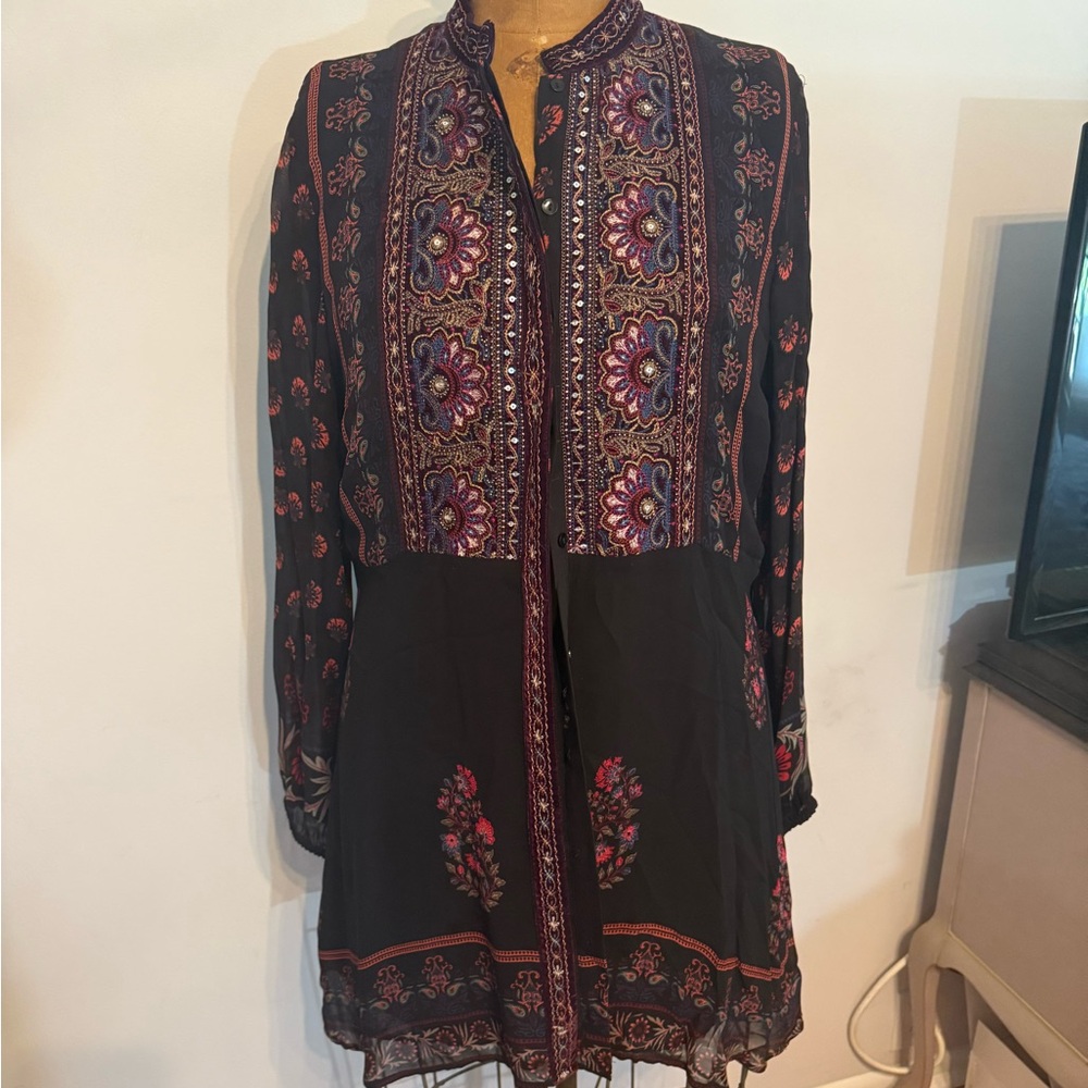 Zara Black and Purple Patterned Dress